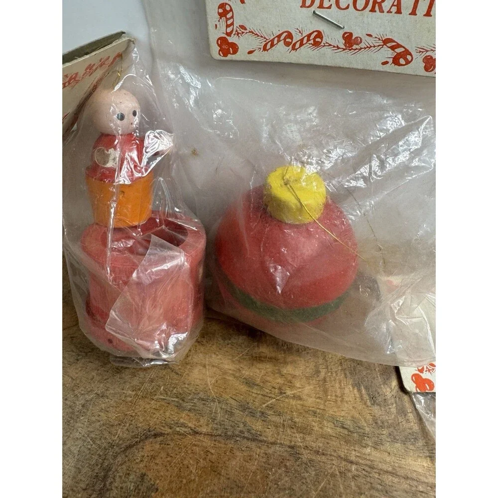 Vintage Lot of 23 Wooden Christmas Ornaments New Old Stock Woolworths?
